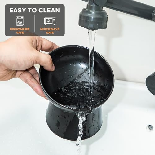 Ceramic Raised Cat Bowls - Elevated Tilted Cat Food and Water Bowls, Anti Vomiting and Protect Pets' Spines Pet Feeding Dish for Cats, Dishwasher Microwave Safe (1 x Bowl - Black) - Image 6
