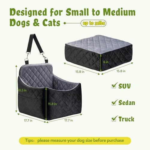 Dog Car Seat for S/M Dogs, Booster Car Seats with Thick Cushion for Dogs Under 32lbs - Image 4