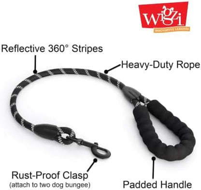 Double Dog Leash, 360° Swivel, No Tangle, Two Dogs, Split Leash, Reflective and Shock-Absorbing Bungee, Padded Handle, Heavy-Duty Rope, Dogs Between 20-175 lbs - Image 3