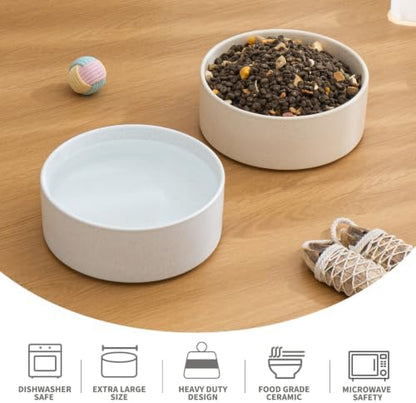 6'' Ceramic Dog Bowl - 30Oz Classic Dogs Food & Water Bowl for Small and Medium Breed Dogs, Heavy Duty Non-Slip Dog Dishes, Food Grade Pet Bowl, Dishwasher & Microwave Safe, Speckled Beige - Image 4