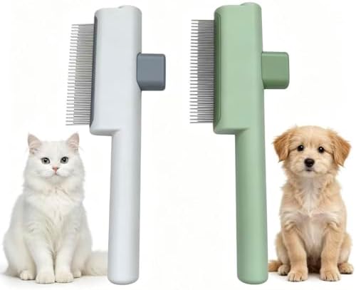 2pcs of Pet Brush for Cats and Dogs, Stainless steel comb, Deshedding tool 7.5"x 2.7", Cat comb,Dematting Comb,Self-Cleaning Hair Remover comb by Unknown