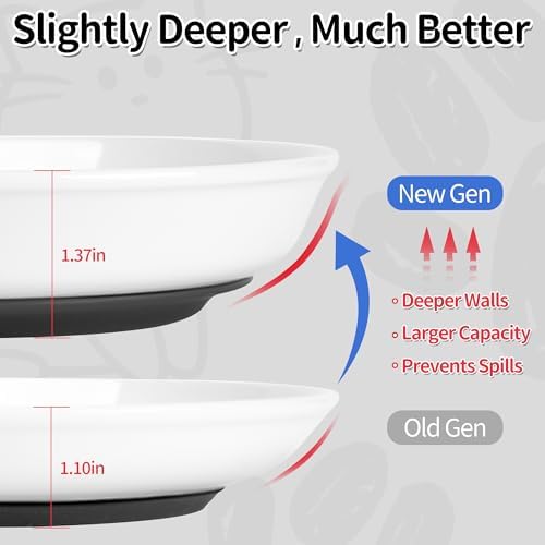 Cat Food Bowls, Whisker Friendly Ceramic Cats Bowls with Nonslip Silicone Base, Pack of 3 Quiet Dishes and Plates for Feeding Indoor Cats, Kittens and Small Dogs(Fishbone,Deeper) - Image 2