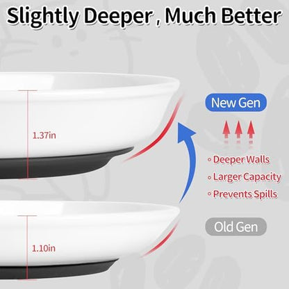Cat Food Bowls, Whisker Friendly Ceramic Cats Bowls with Nonslip Silicone Base, Pack of 3 Quiet Dishes and Plates for Feeding Indoor Cats, Kittens and Small Dogs(Fishbone,Deeper) - Image 2