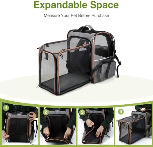 Cat Carrier Backpack, Expandable Pet Carrier with Sun Shade & Full Front Opening, Breathable Mesh Backpack for Small Dogs & Medium Cats Up to 18 Lbs, Foldable for Hiking, Camping (Grey) - Image 4