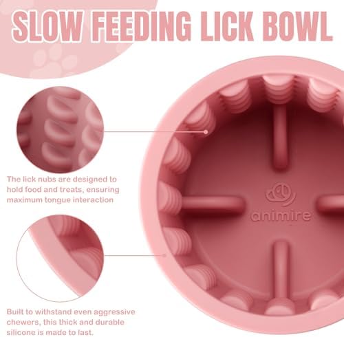 Dog Lick Bowl, Anxiety Relief Dog Licking Mat Freezer Treat Dispenser, Non-Slip Anti-Choking Silicone Slow Feeder Lick Bowl for Small Medium & Large Breed Dogs, BPA Free(Pink,S) - Image 4