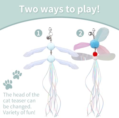PAZ'S GIFT Cat Wand Toys, Rotating Feather 2 piece Catnip wzggle Sounding Toy, Soft and Durable, Interactive cat Kick Toys for Indoor Play - Image 6