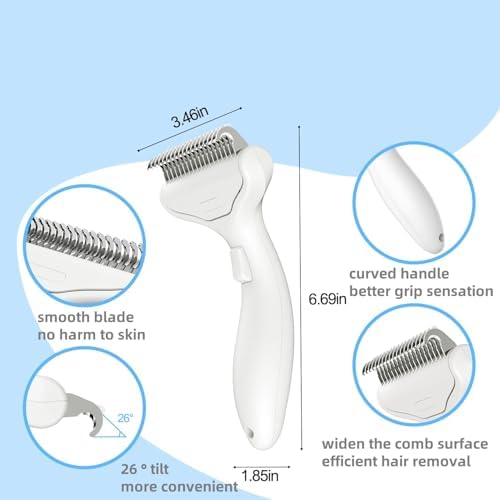 Undercoat Rake for Dogs & Cats, Self‑Clean Deshedding Brush, Dematting Comb - Image 4