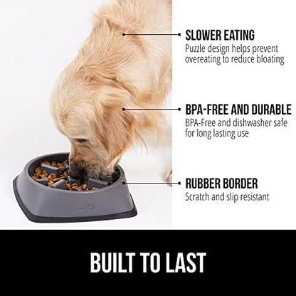GORILLA GRIP® Patented Slow Feeder Dog and Cat Bowl, BPA Free, 1 Cup Gray - Image 2