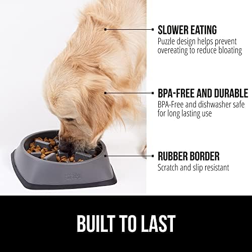GORILLA GRIP® Patented Slow Feeder Dog and Cat Bowl, BPA Free, 1 Cup Gray - Image 2