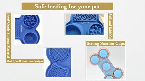Pet Feeding Dishes,Slow Feeder Lick Mat for Dogs,Cat Licking Mat with Strong Suction Cups - 6-in-1 Interactive Snuffle Mat for Fast Eaters,Anxiety Relief,Grooming & Bath Time (Dark Blue) - Image 4