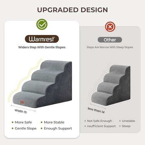 Dog Stairs for Small Dogs 18” H, 4 Step Dog ramp for Bed, Grey - Image 4