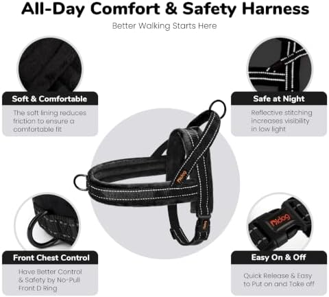 Didog No Pull Dog Harness for Small Dogs, Soft Flannel Padded, Black, XS - Image 5