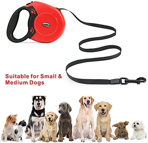 Idepet Heavy Duty Retractable Dog Leash for Small and Medium Dogs, Anti-Chewing Steel Chain 360 Degree Tangle-Free,Break and Lock System,16ft Leash for Dog Walking (Red, Flat Rope) - Image 7