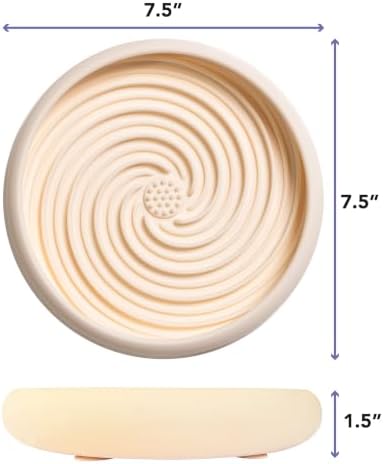 Large Lick Dish - Silicone Lick Mat + Slow Feeder for Cats & Dogs (Almond) - Image 2