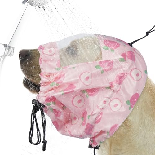 Nanaki Dog Shower Cap-Ear Protection for Bath, Adjustable Grooming Ear Cover, Waterproof Shower Caps for Dogs Hat, Reusable Pet Shower Caps for Bathing Grooming Swimming Drawstring Can be Trimmed by Nanaki