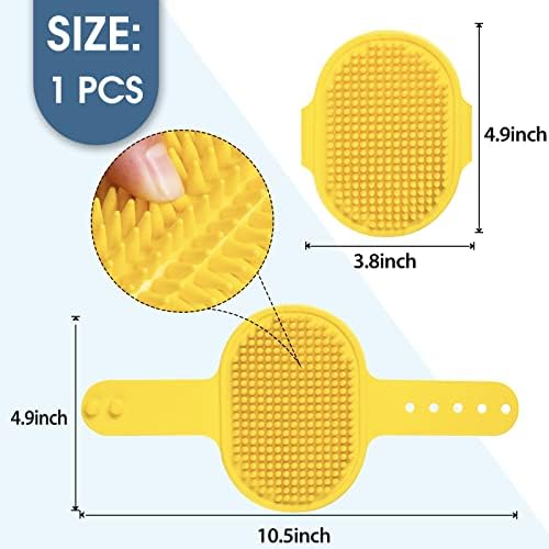 Dog Grooming Brush, Lilpep Pet Shampoo Bath Brush Soothing Massage Rubber Comb with Adjustable Ring Handle for Long Short Haired Dogs and Cats (Yellow, pack of 1) - Image 2