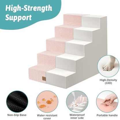 COZY KISS Dog Stairs for Small Dogs, 5 Step Pet Stairs for Beds & Couches - Image 5