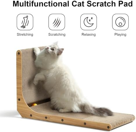 FUKUMARU Cat Scratcher, 26.8 Inch L Shaped Cat Scratch Pad for Indoor Cats - Image 2