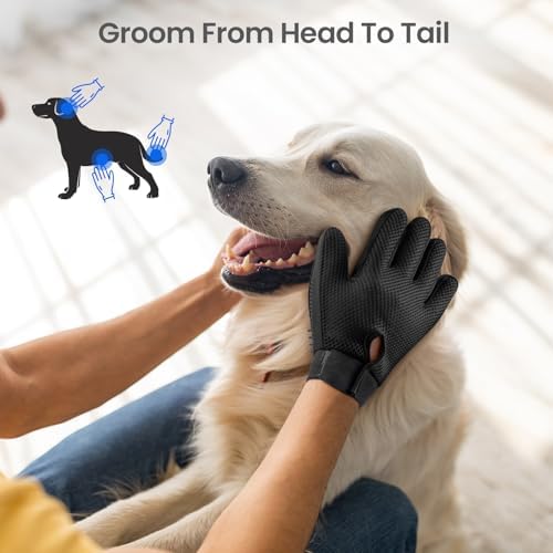 Pet Hair Removal Glove with 255 Silicone Tips for Dogs & Cats, Right Black - Image 5