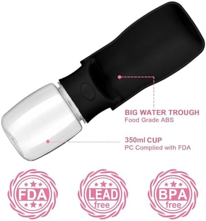 Portable Dog Water Bottle, Foldable Water Bottle for Dog, Black, 12oz - Image 2