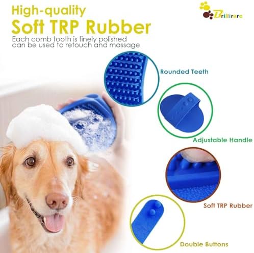 4 Pack Dog Grooming Brush, Premium Soft Silicone Pet Bath Brushes with Adjustable Handle, Shampoo Soothing Comb for Wet Dry Long Short Haired Dogs & Cats Massaging, Deshedding - Image 3