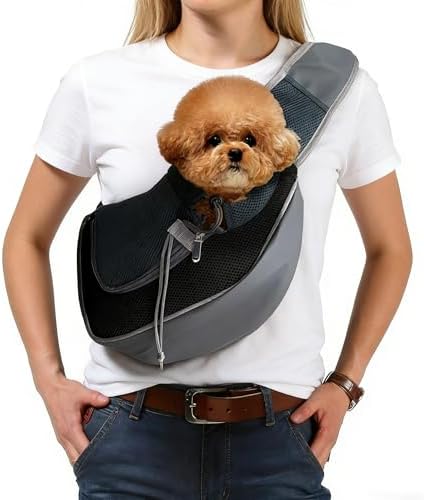 Dog Sling Carrier for Pooch Doggy Yorkie Chihuahua Baby, Travel Front Backpack Chest Body Holder Pack to Wear, Large, Black by ExploreFreelyLoveSecurely