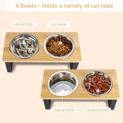 Elevated Cat Bowl, 2 PCS 15°Tilted Cat Bowl Stand with 2 Stainless Steel Bowls for Indoor Cats and Pet, Raised Cats Bowls for Food and Water - Image 3