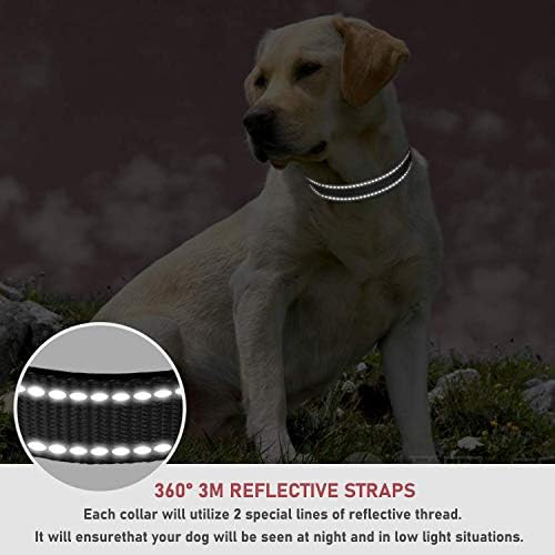 Reflective Dog Collar with Buckle Adjustable Safety Nylon Collars for Small Medium Large Dogs, Black S - Image 4