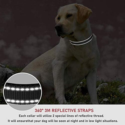 Reflective Dog Collar, Puppy Collar with Buckle Adjustable, Black L - Image 4