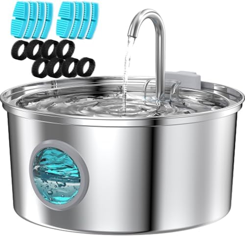 Cat Water Fountain Stainless Steel: Cat Fountain for Drinking by FOFNON