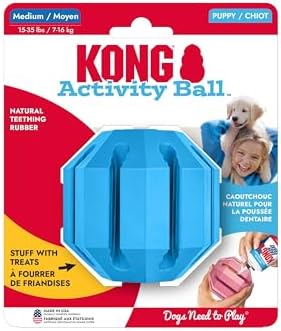 KONG Puppy Activity Ball, Natural Rubber Teething Toy, Medium Puppies, Blue by KONG