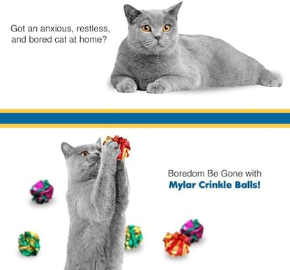 SunGrow Cat Crinkle Balls, Shiny, Mylar Crinkler, Stress-Relief Toy for Kittens, Interactive & Engaging, Keeps Grown-up Cats Active, Encourages Multi-cat Play, Provides Endless Entertainment, 6 Pcs - Image 6