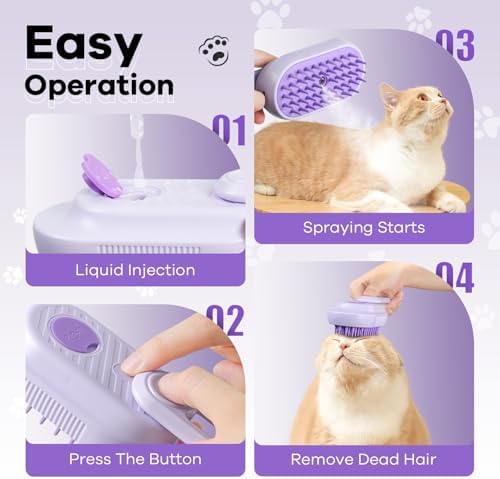 SILVLF Cat Steam Brush, Foldable Handle for Cats and Dogs,Anti-Static - Image 2