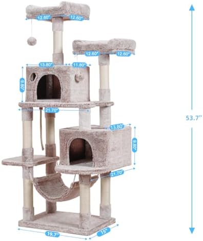 Hey-brother Cat Tree Tower with Sisal Scratching Posts, Big Condo, MPJ020MU - Image 3