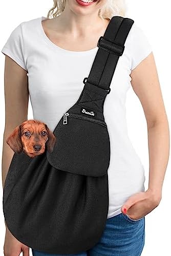 SlowTon Dog Carrier Sling - Thick Padded Shoulder Strap Adjustable, DB, L by SlowTon