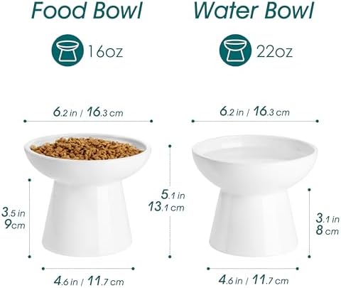 vancasso 2-Pack 6.2" Wide Elevated Cat Bowls, Ceramic Raised Cat Bowls - Image 2