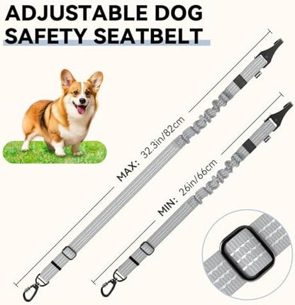 Pawaboo 2Pack Dog Seatbelt for Car, 3-in-1 Dog Car Seat Belt, Shockproof Dogs Tether with Buckle & Hook Latch, Adjustable Reflective Dogs Cars Harness Leash with 360° Lockable Buckle, Gray & Black - Image 6