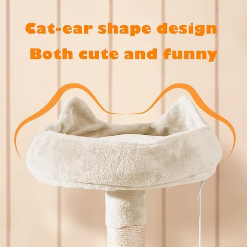 Yaheetech Cat Tower, 70.5in Cat Tree for Indoor Cats, Multi-Level Climbing Tree w/Condo & Plush Perches, Large Cat Play House Scratching Post for Kitten Beige - Image 4