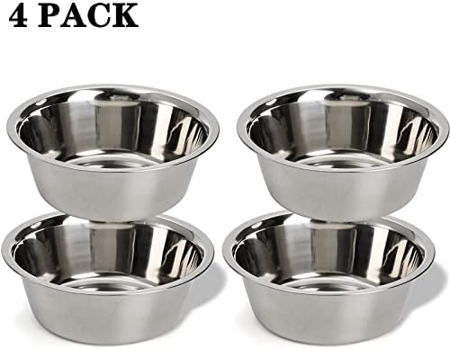 DEAYOU 4-Pack Stainless Steel Dog and Cat Bowl, Metal Food and Water Dish, 8.26" Basic Pet Feed Bowl for Large Medium Dog, 47 OZ Replacement Bowls for Elevated Stand, Dishwasher Safe - Image 4