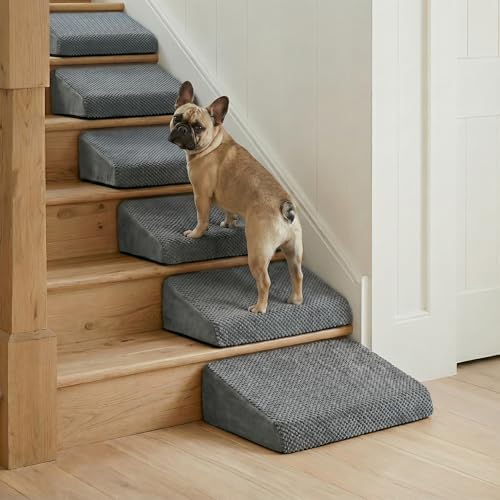 6-Pack Dog Ramp for Stairs, 40D High-Density Foam Pet Steps with Gentle 20°Slope for Staircase Stairs, Non-Slip Puppy Ramp for Small, Senior & Injured Dogs by YUYUSING