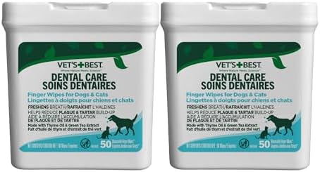 Vet's Best Dental Care Finger Wipes (2 Pack) for Dogs & Cats - 50ct by VetsBest