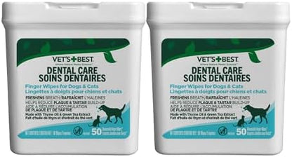 Vet's Best Dental Care Finger Wipes (2 Pack) for Dogs & Cats - 50ct by VetsBest