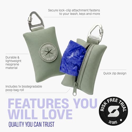 Dog Friendly Co. Poop Bag Holder for Leash, Doggie Waste Bag, Premium Khaki - Image 4