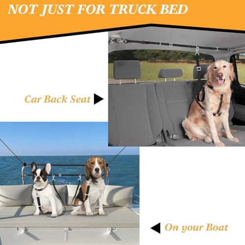 Truck Bed Dog Tether for Two Dogs,Ratchet Tightening Adjustable Double Safety Truck Bed Dog Leash System for Pickup, SUV, Cars & Trucks - Image 5