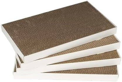 Amazon Basics Corrugated Cardboard Cat Scratcher, Scratching Board, Reversible, 17.4" x 10", White, 4-Pack by AmazonBasics