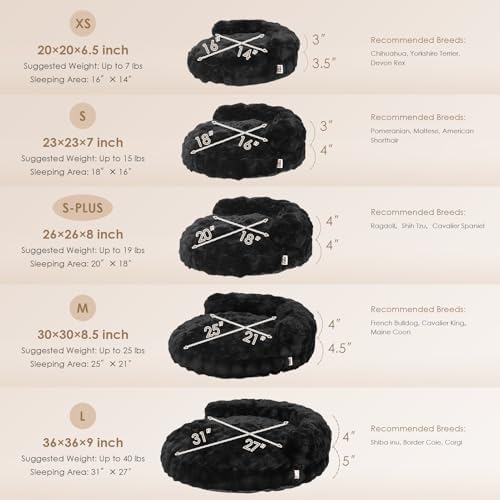 EHEYCIGA Soft Cat Couch Bed for Indoor Cats, Fluffy Small Dog Bed with Removable Washable Cover, Bolster Pet Sofa, Waterproof and Non-Slip, 26" x 26"x 8", Black - Image 2
