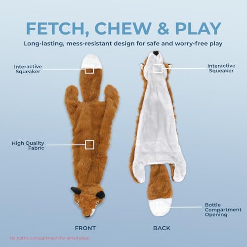 Best Pet Supplies 2-in-1 Stuffless Squeaky Dog Toy - Fox, Large - Image 4