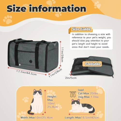YUDODO 25lbs Cat Carrier Lightproof Soft Sided Pet Carrier for Large Cat - Image 4