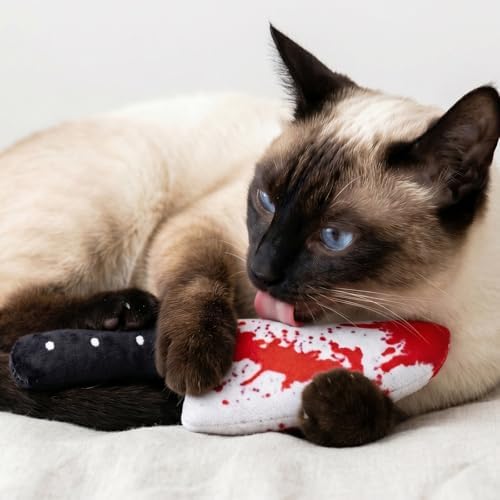 ZooZoo 8PCS Halloween Cat Catnip Toys, Assorted Shapes Plush Set with Crinkle Paper, Durable Bite-Resistant Fabric, Funny Catnip Cat Chew Toys, Interactive Play for Battling, Biting, Chasing (Knives) - Image 5
