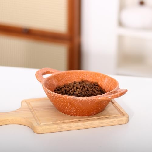 Ceramic Cat Bowl Cats Dishes for Food and Water, 8.3 Inch Dog Bowls, 7 oz Ceramic Cat Food Bowl, Whisker Fatigue Pet Plate, Pet Water Bowls with Handle Perfect for Indoor Cats (Orange) - Image 6